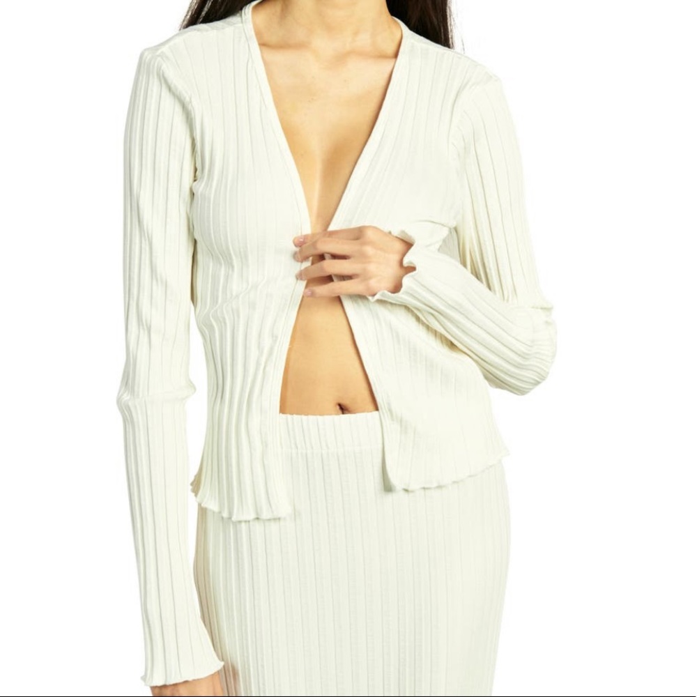 Simon Miller Dookie Cardigan in Macadamia (off-white) - rib knit open front XS